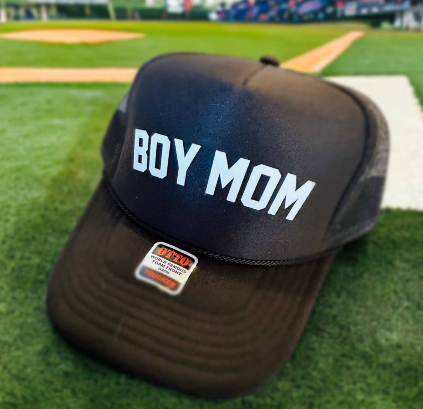 Boy Mom Velvet Black Trucker Hat