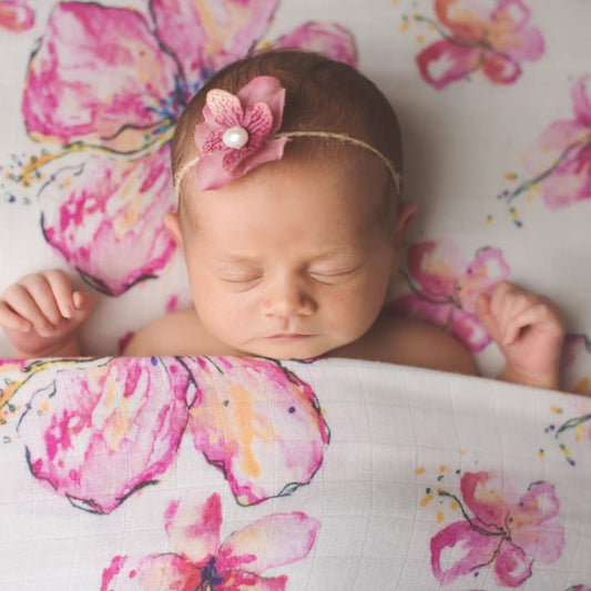 Coco Moon Hibiscus Kiss Muslin Swaddle Blanket