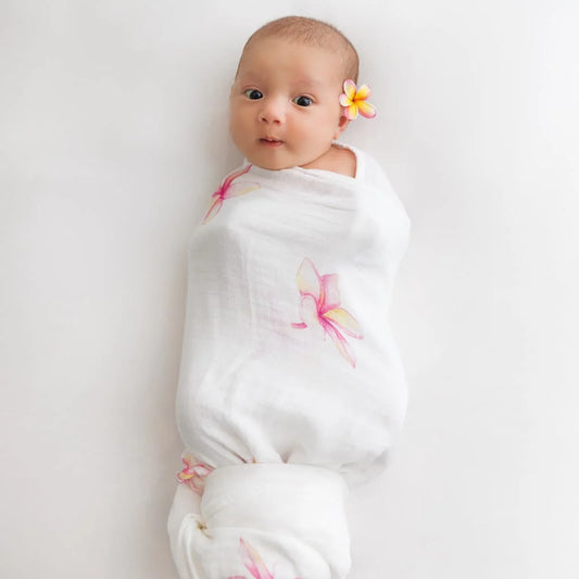 Plumeria Muslin Baby Swaddle Blanket