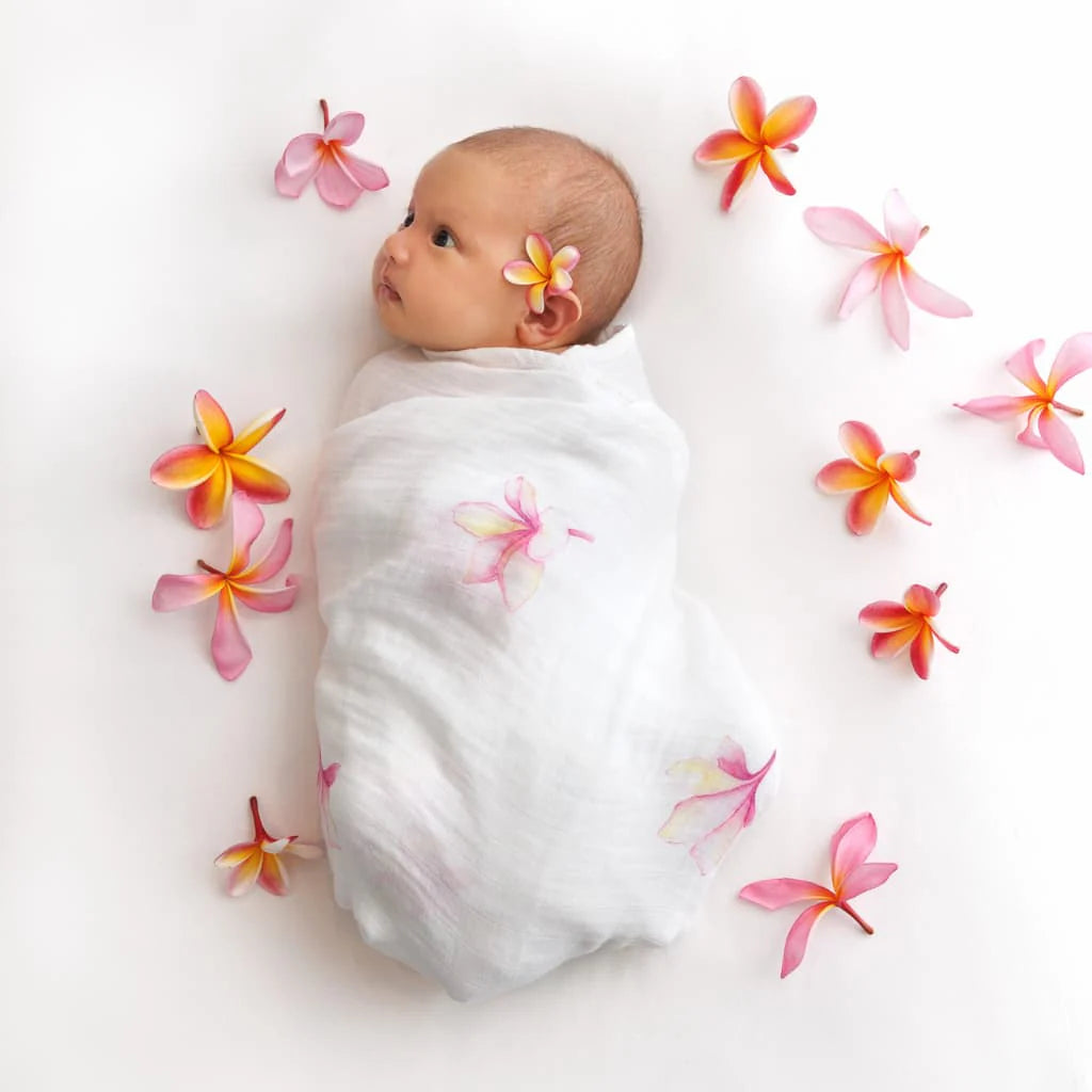 Plumeria Muslin Baby Swaddle Blanket