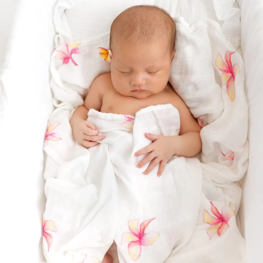 Plumeria Muslin Baby Swaddle Blanket