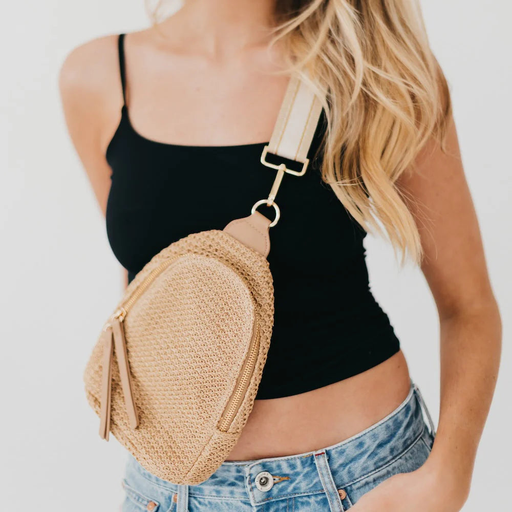Rowan Raffia Sling Bag Tan