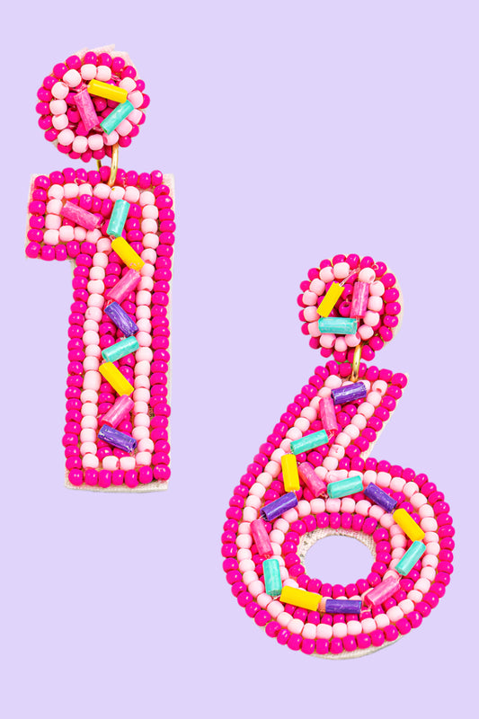 Sweet Sixteen Hot Pink Confetti Earrings