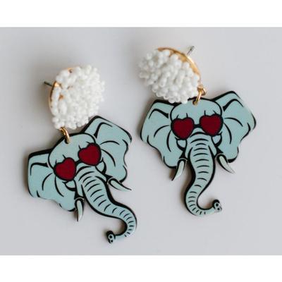 Alabama Crimson Tide Roll Tide Game Day Elephant Beaded Earrings
