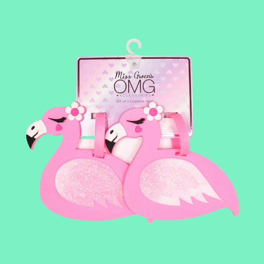 Large Flamingo Luggage Tag set of 2