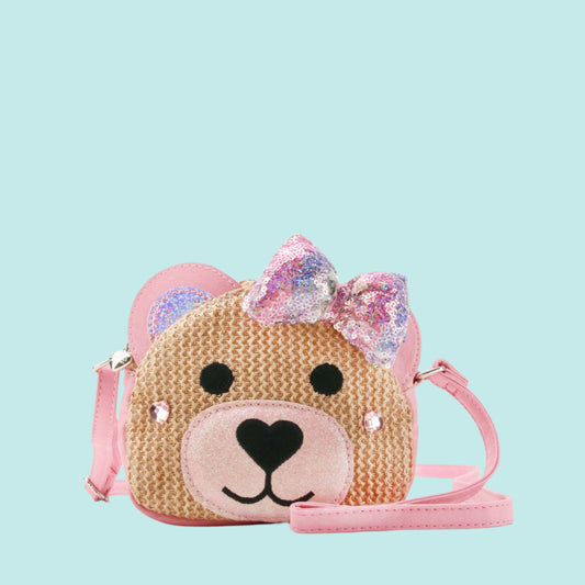 Miss Winny Straw Crossbody Teddy Bear Bag