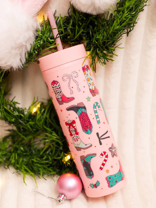 Christmas Western Boots Tumbler