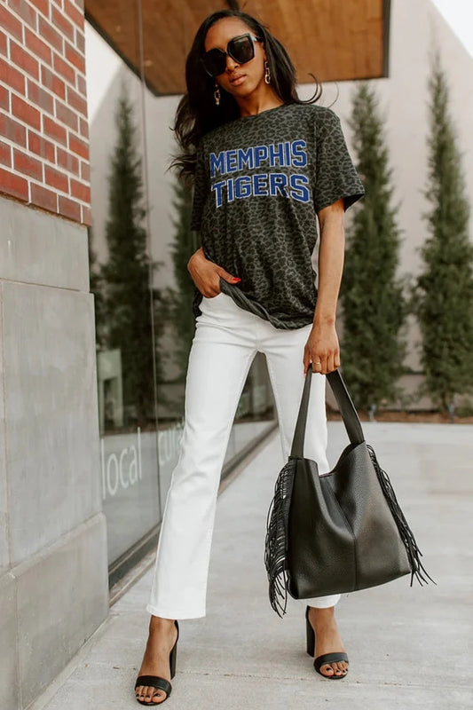 Memphis Tigers Leopard Print Short Sleeve Tee