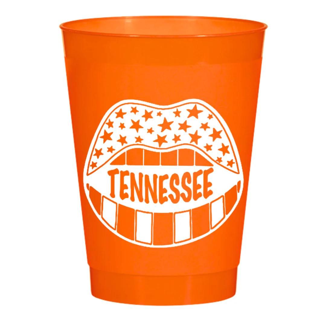 Tennessee Game Day Frost Flex Reusable Cups Orange White Lips