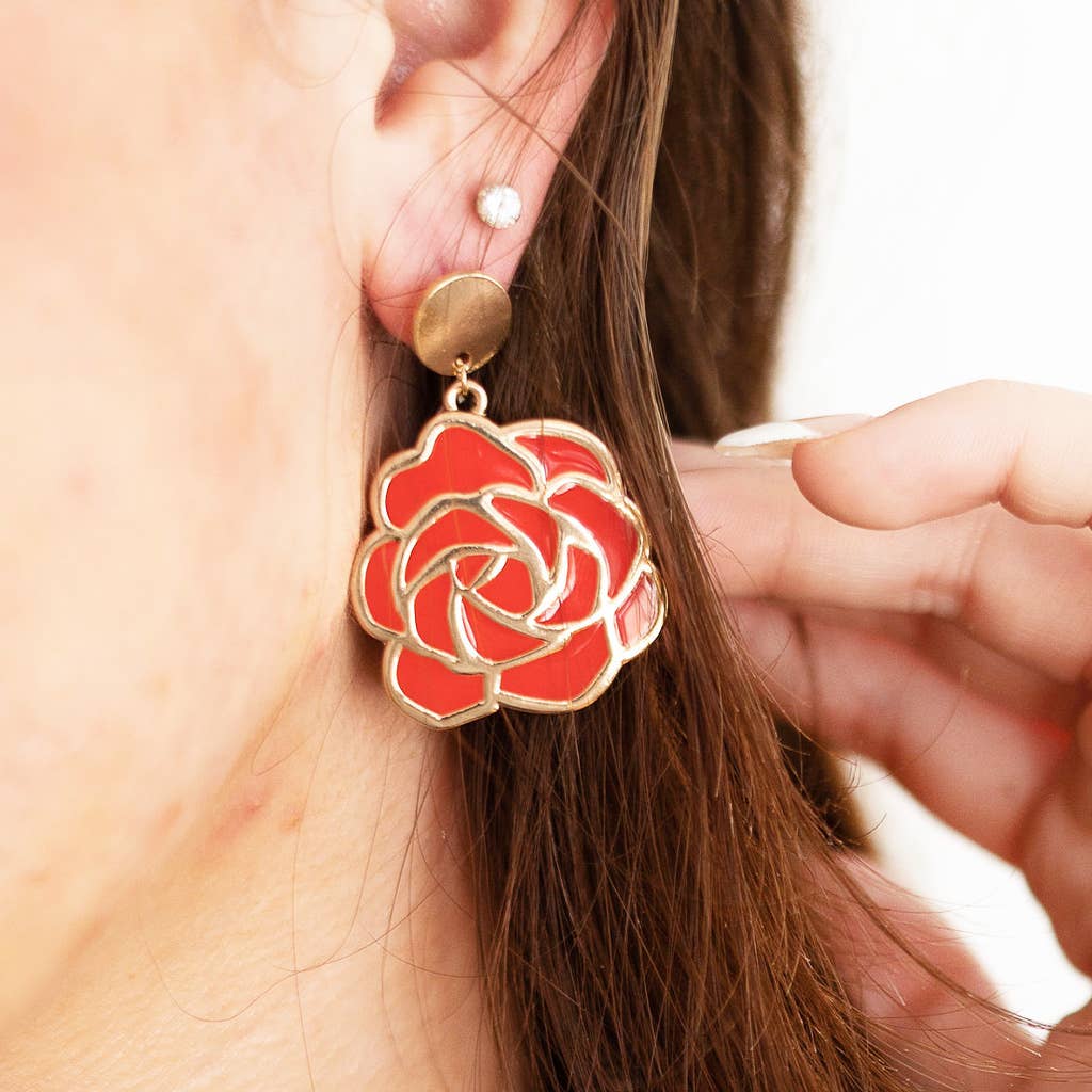 Red Rose Earrings