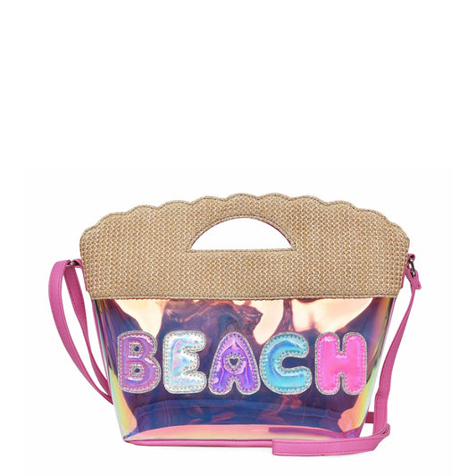 Tween Iridescent Beach Crossbody Straw Summer Bag