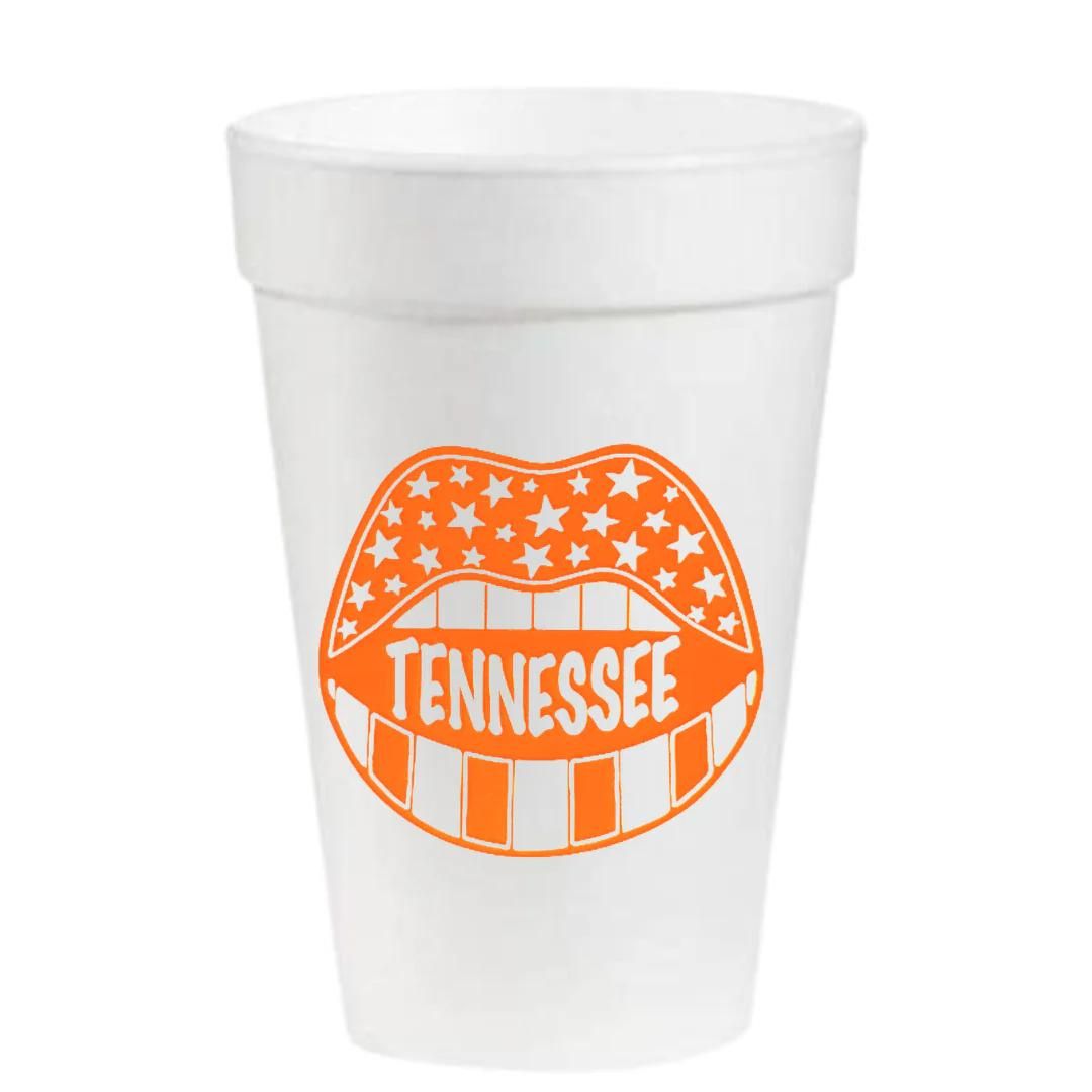 Tennessee Game Day Tailgating Cups Orange White Lips