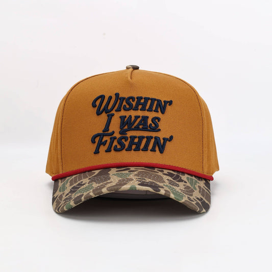 Wishin' I was Fishin' Camo Men's Outdoors Snapback Baseball Hat