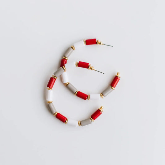 Michelle McDowell Cara Crimson Game Day Hoop Earrings