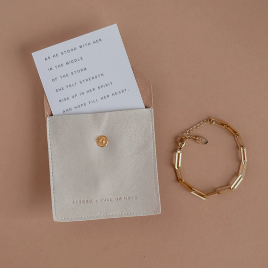 Strong + Full of Hope Gold Bracelet | Christian Jewelry