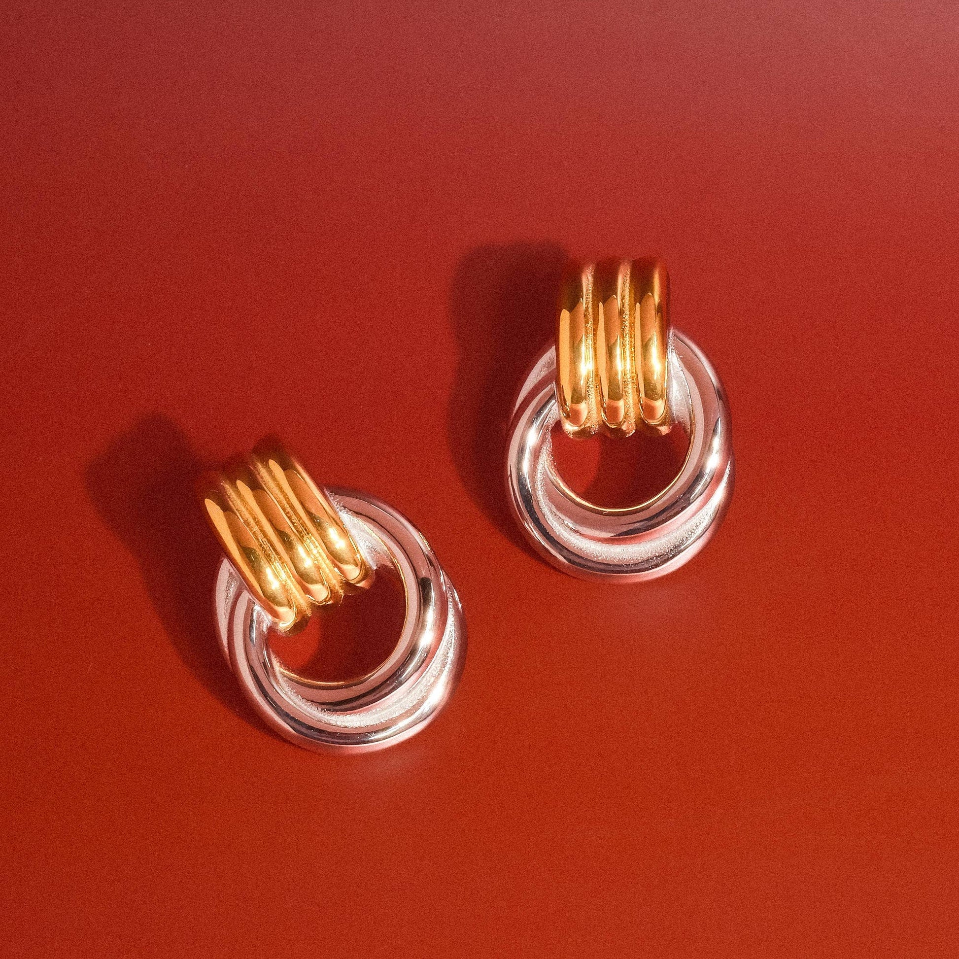 Classic Mixed Metal Silver Gold 18K Earrings