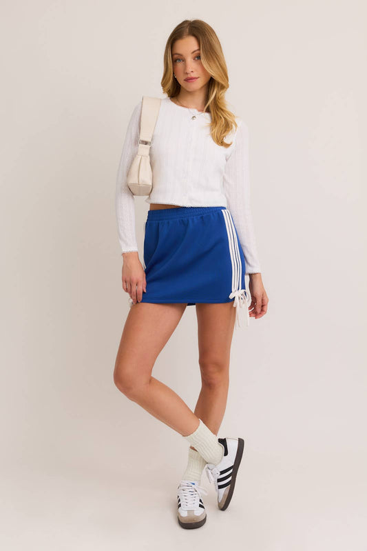 Blue White Stripe Bow Tie Game Day Skirt