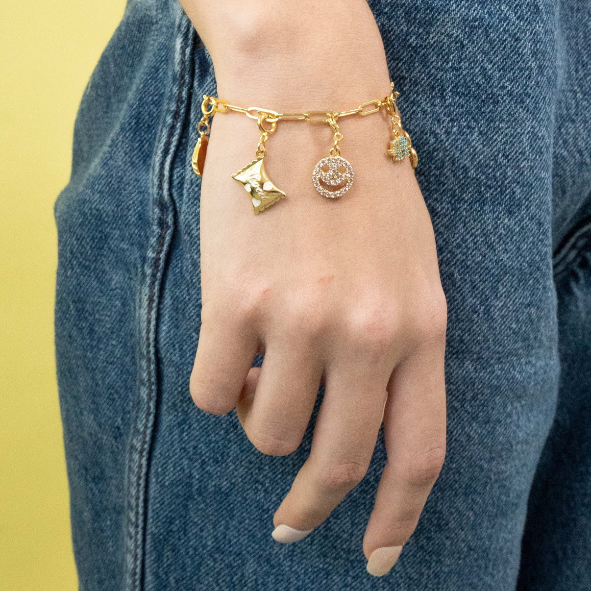 Gold Link Bracelet | Charm Bar