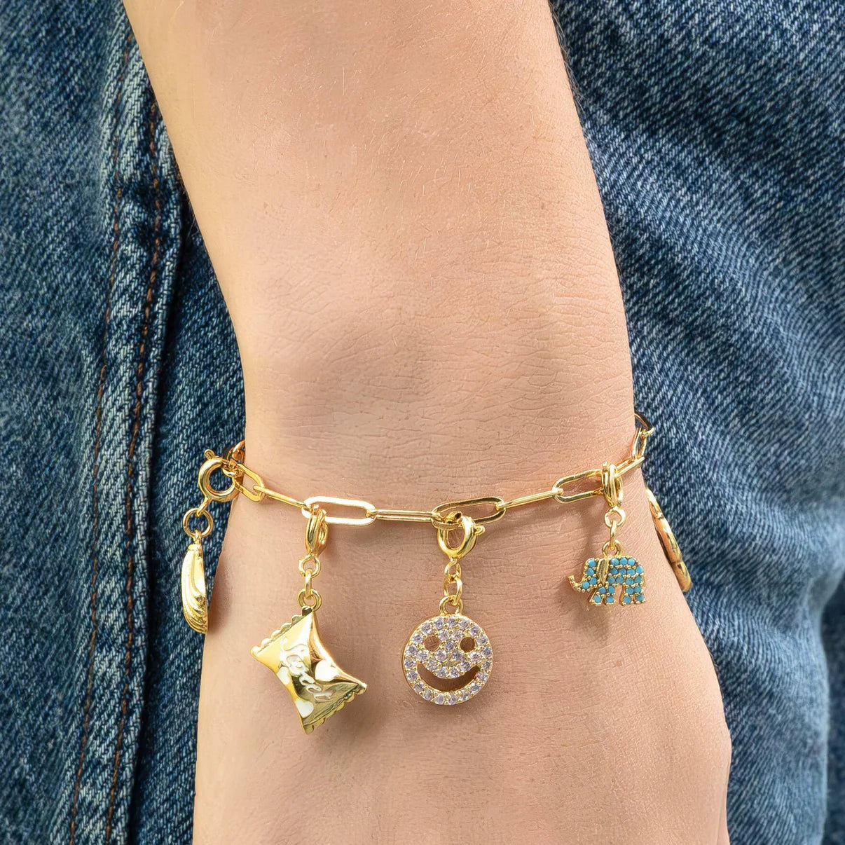 Gold Link Bracelet | Charm Bar