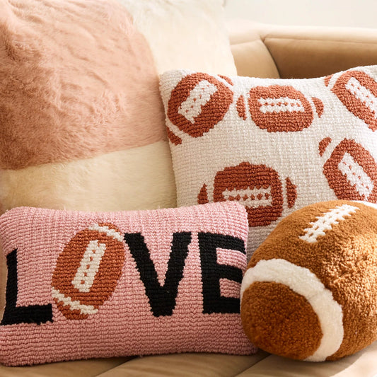 Love Football Throw Accent Pillow Pink and Black
