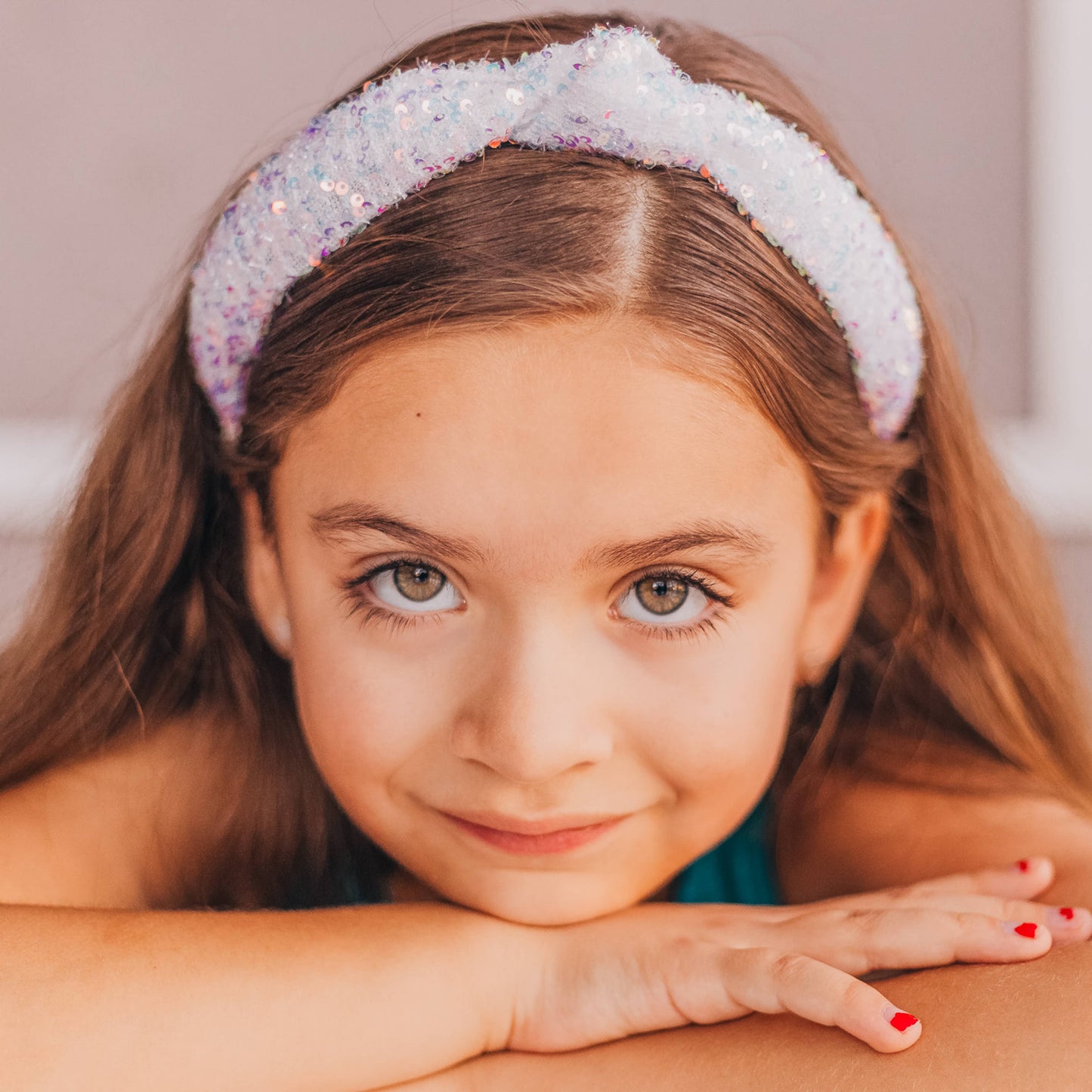 Sequin Knotted Headband | White