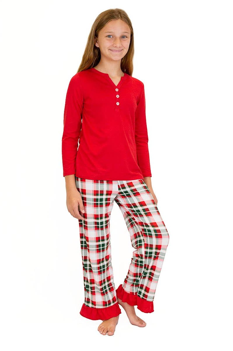 Girl's Plaid Ruffle Sleep Pants