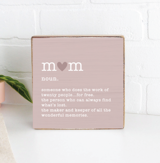 Handmade Mom Definition Wooden Block  Mother's Day Gift