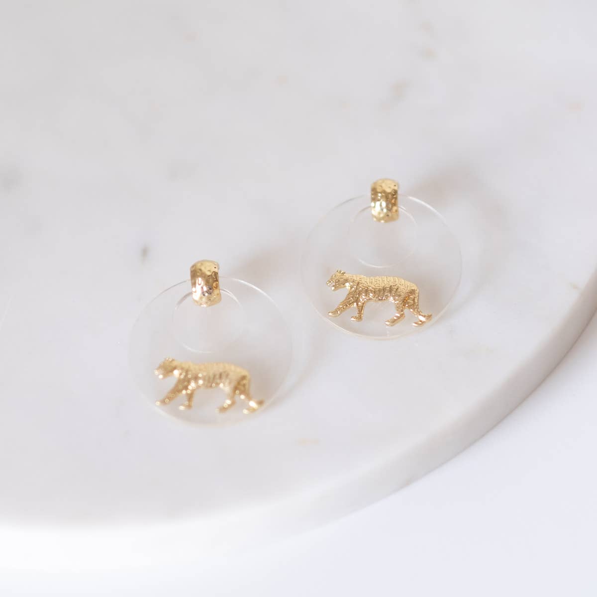 Easy Tiger Gold Clear Game Day Hoop Earrings