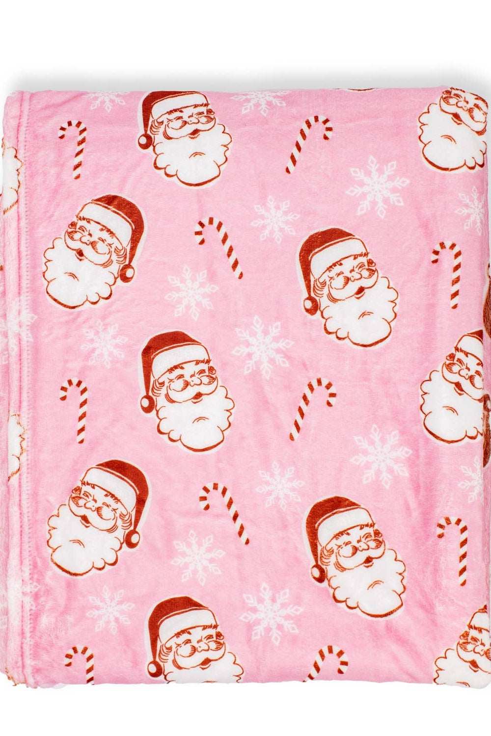 Pink Candy Cane Santa Throw Plush Blanket 