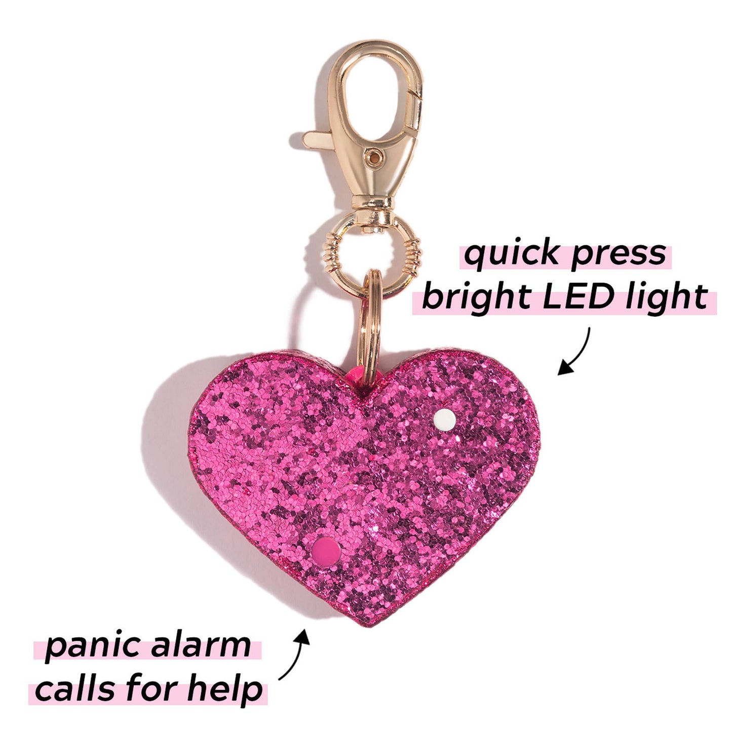 Safety Alarm Glitter Heart Keychain