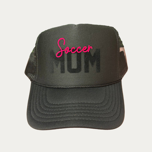 Soccer Mom Black Velvet Hot Pink 2D Trucker Foam Hat