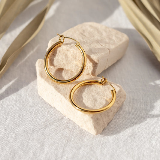 ALCO Gold Staple Hoops Water Resistant Jewelry