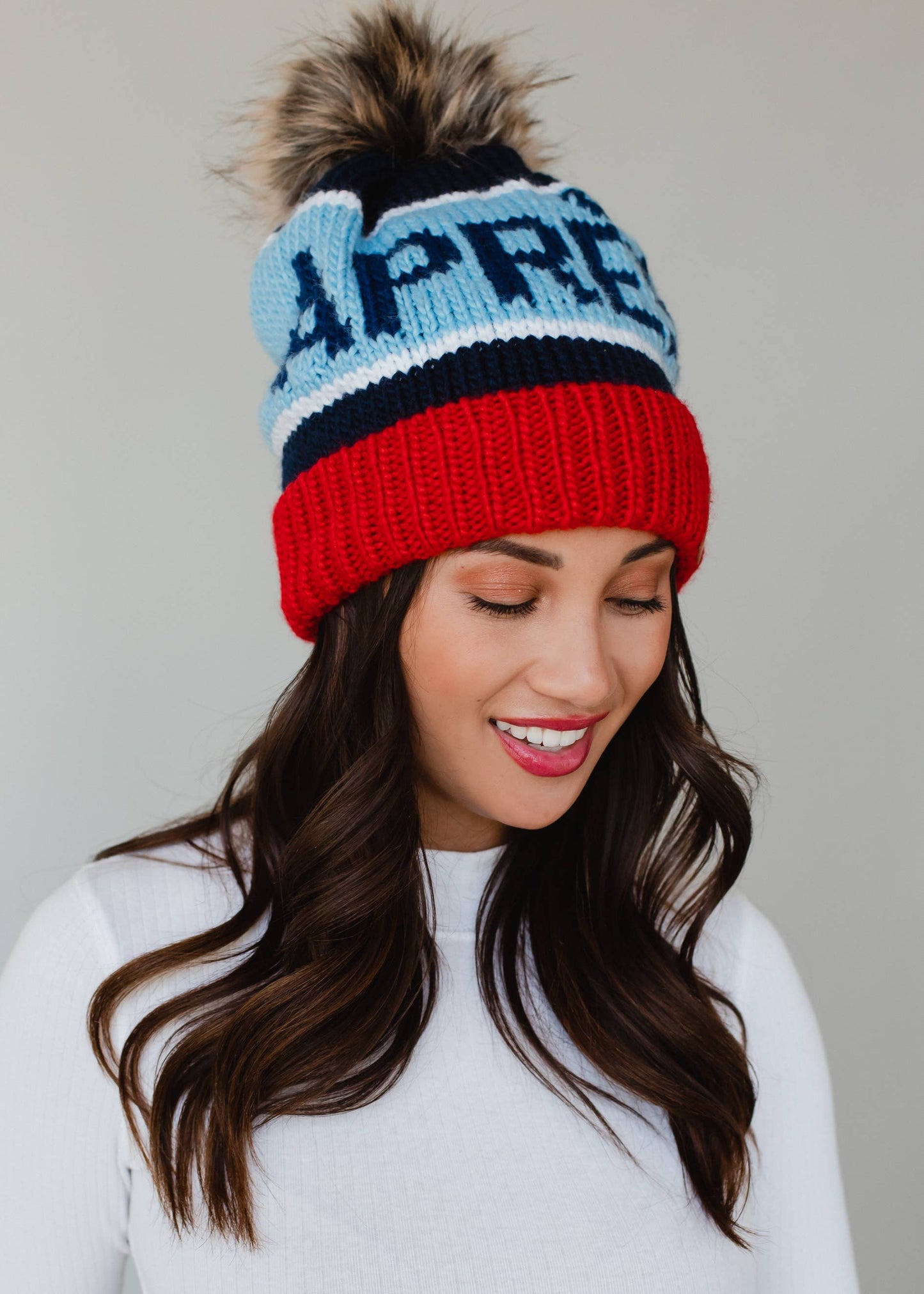 Apres Navy Knit Winter Pom Hat