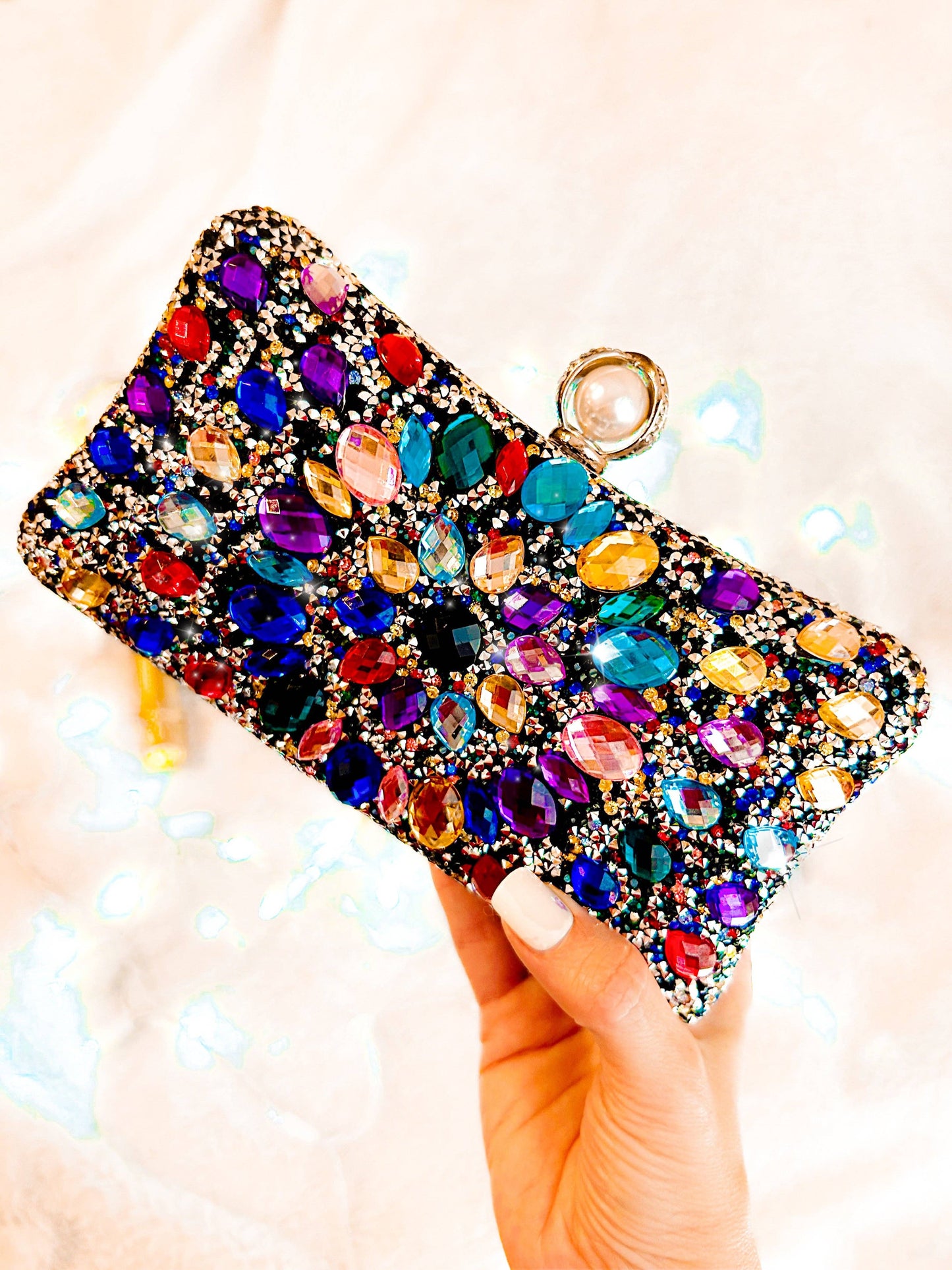 Bejeweled Sequin Holiday Clutch Multi Color
