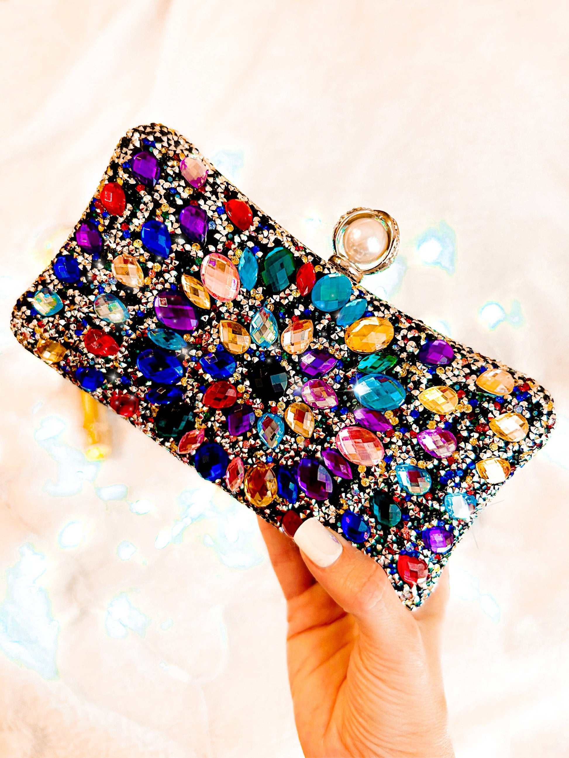 Bejeweled Sequin Holiday Clutch Multi Color