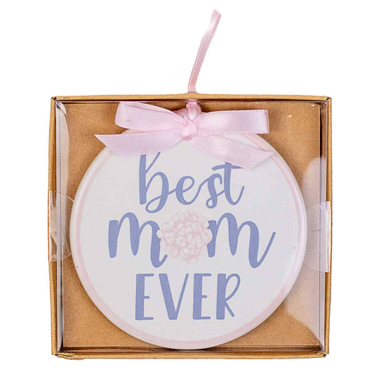 Best Mom Ever White Pink Ornament