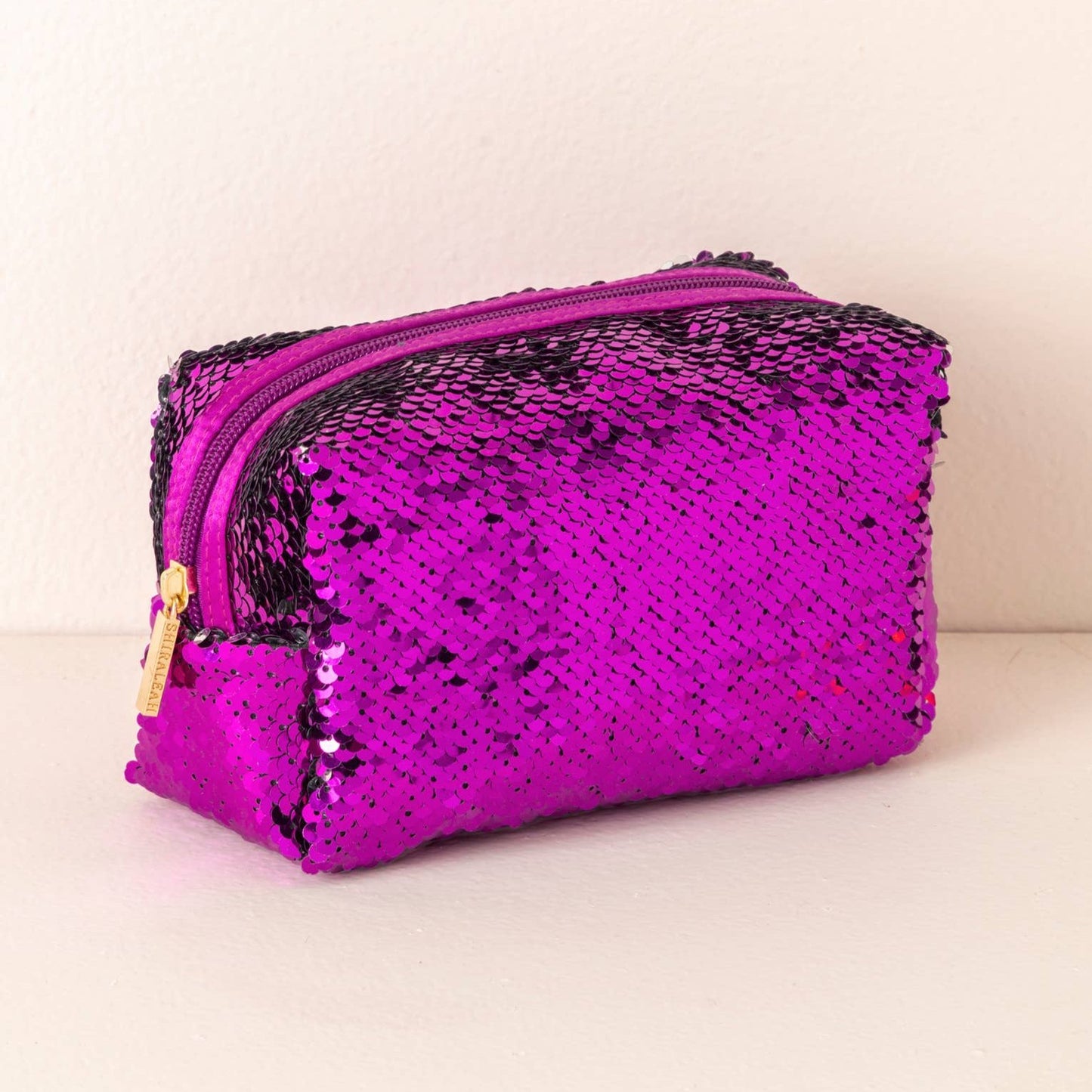 Shiraleah Bling Sequin Cosmetic Zipper Bag Purple