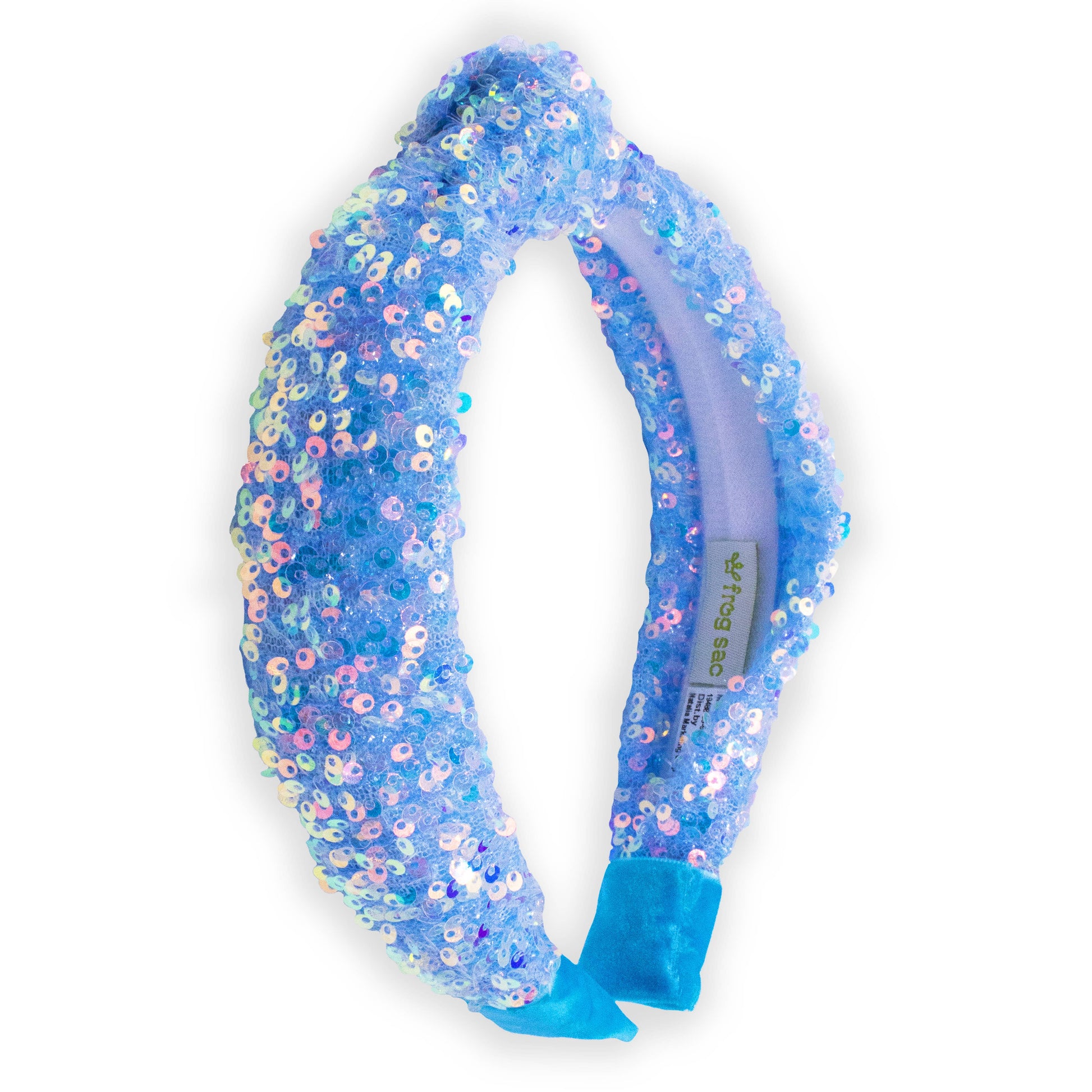 Blue Iridescent Sequin Top Knot Girl's Headband