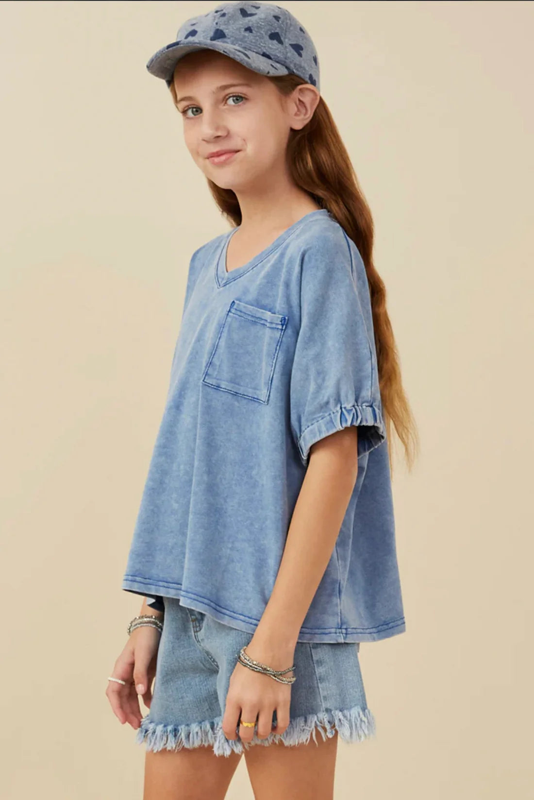 Tween Washed V-Neck Tee