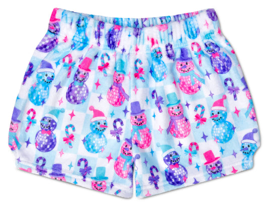 Disco Snowman Plush Tween Holiday PJ Shorts