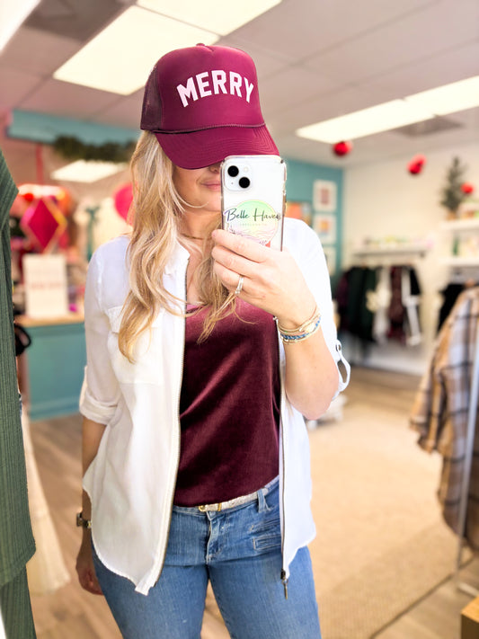 Merry Trucker Hat | Maroon