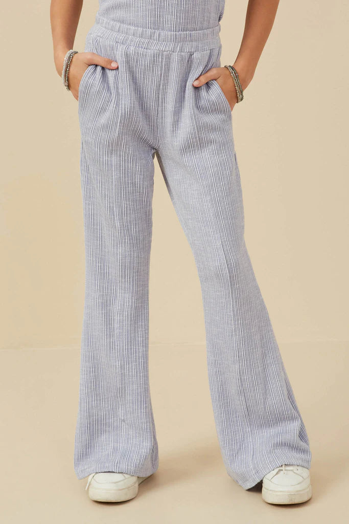 Rib Knit Marled Wide Leg Pants