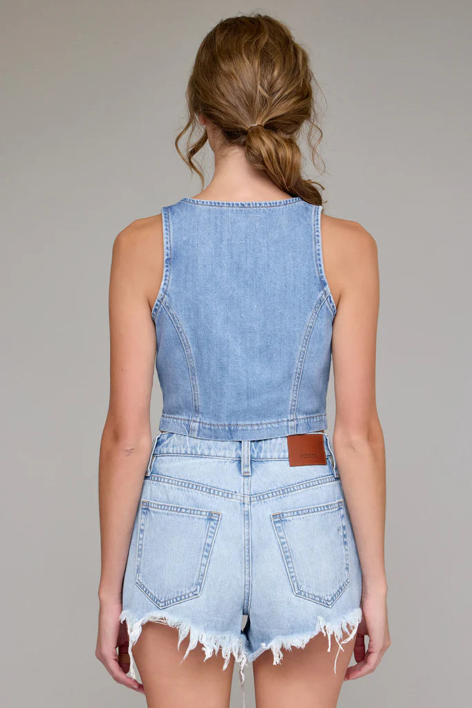 Supersoft Crop Denim Vest
