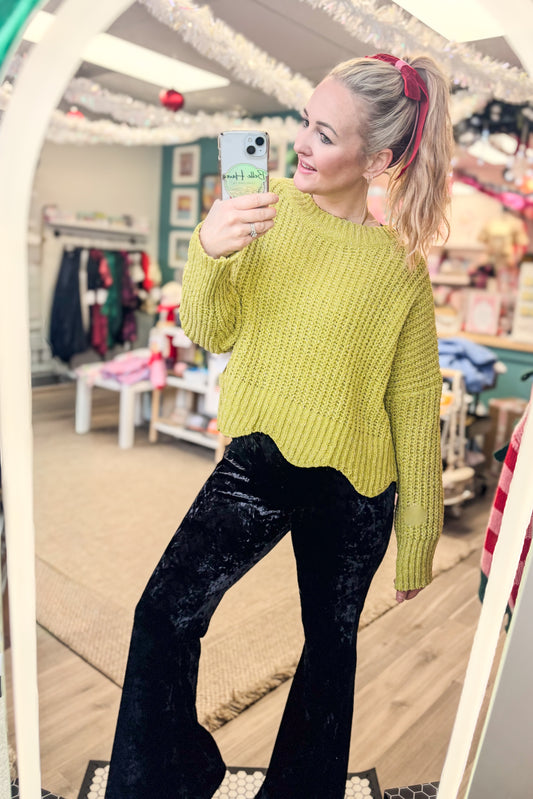 Shimmer Scalloped Sweater Grinch Green