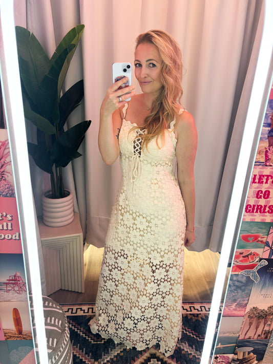 Island Bloom Crochet Maxi Dress