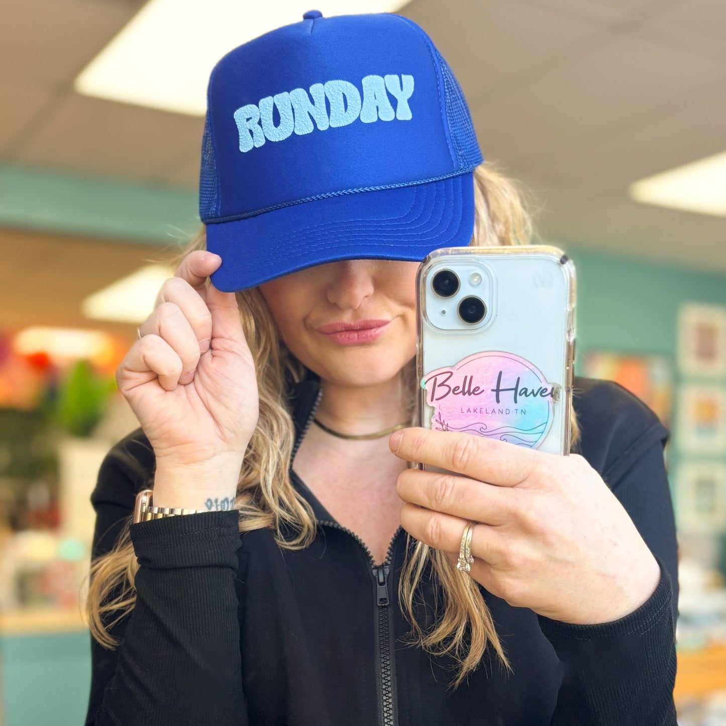 RUNDAY BLUE TRUCKER HAT ADJUSTABLE