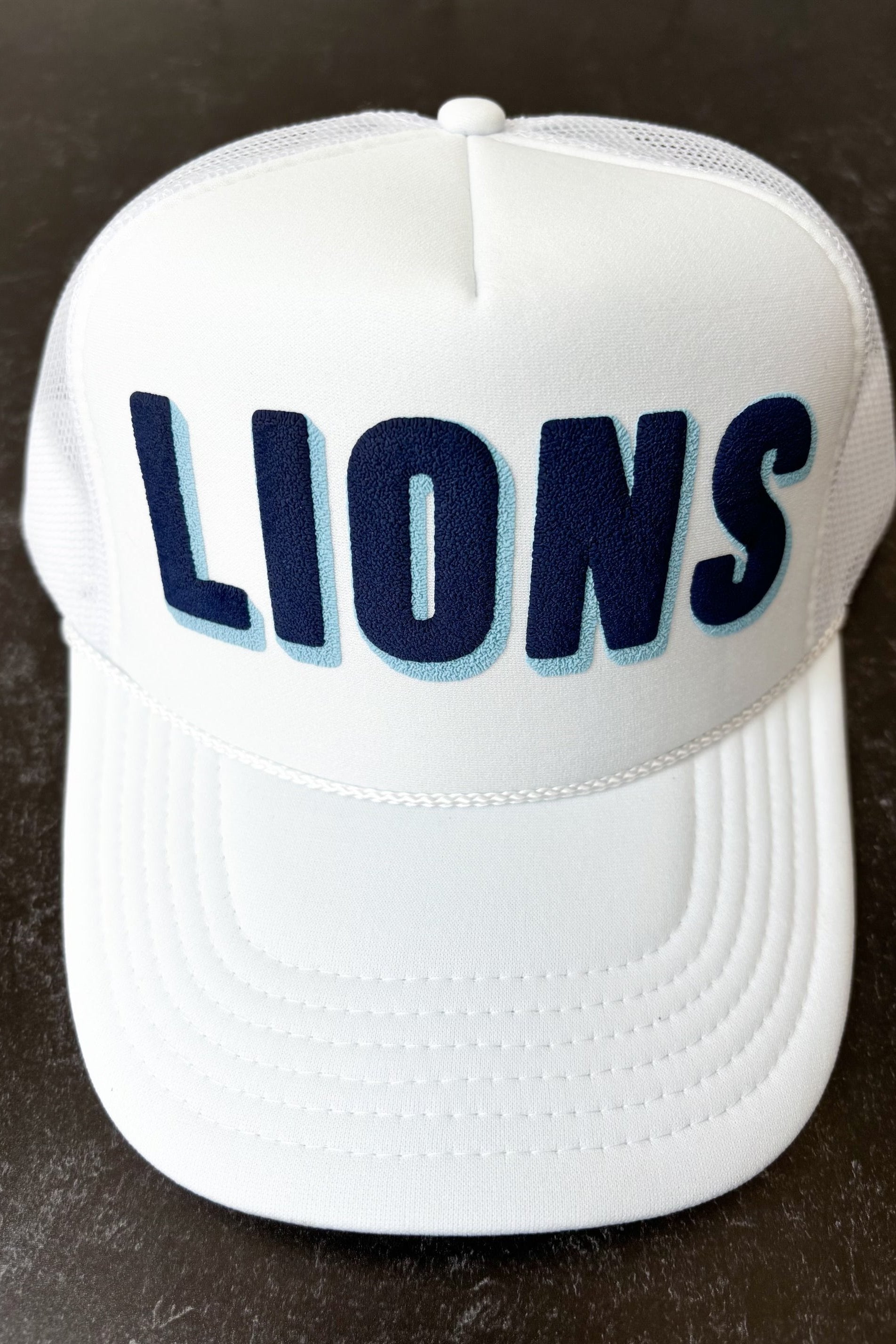 Lions White Puff Print Trucker Hat