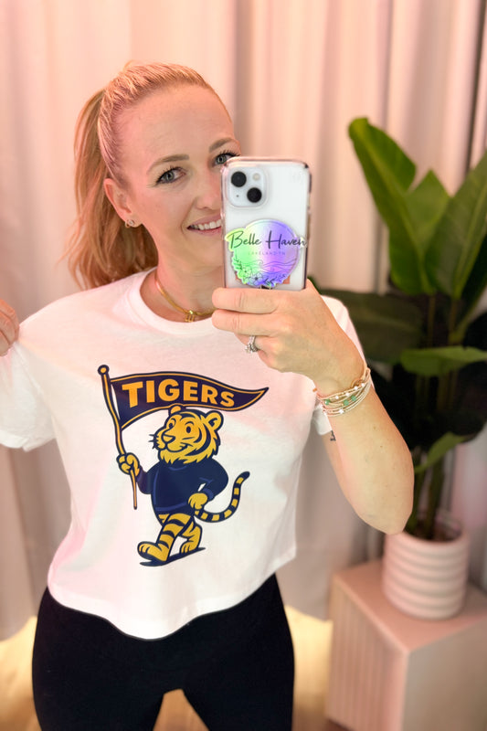 Arlington Tigers Game Day Retro Marching  Crop Tee