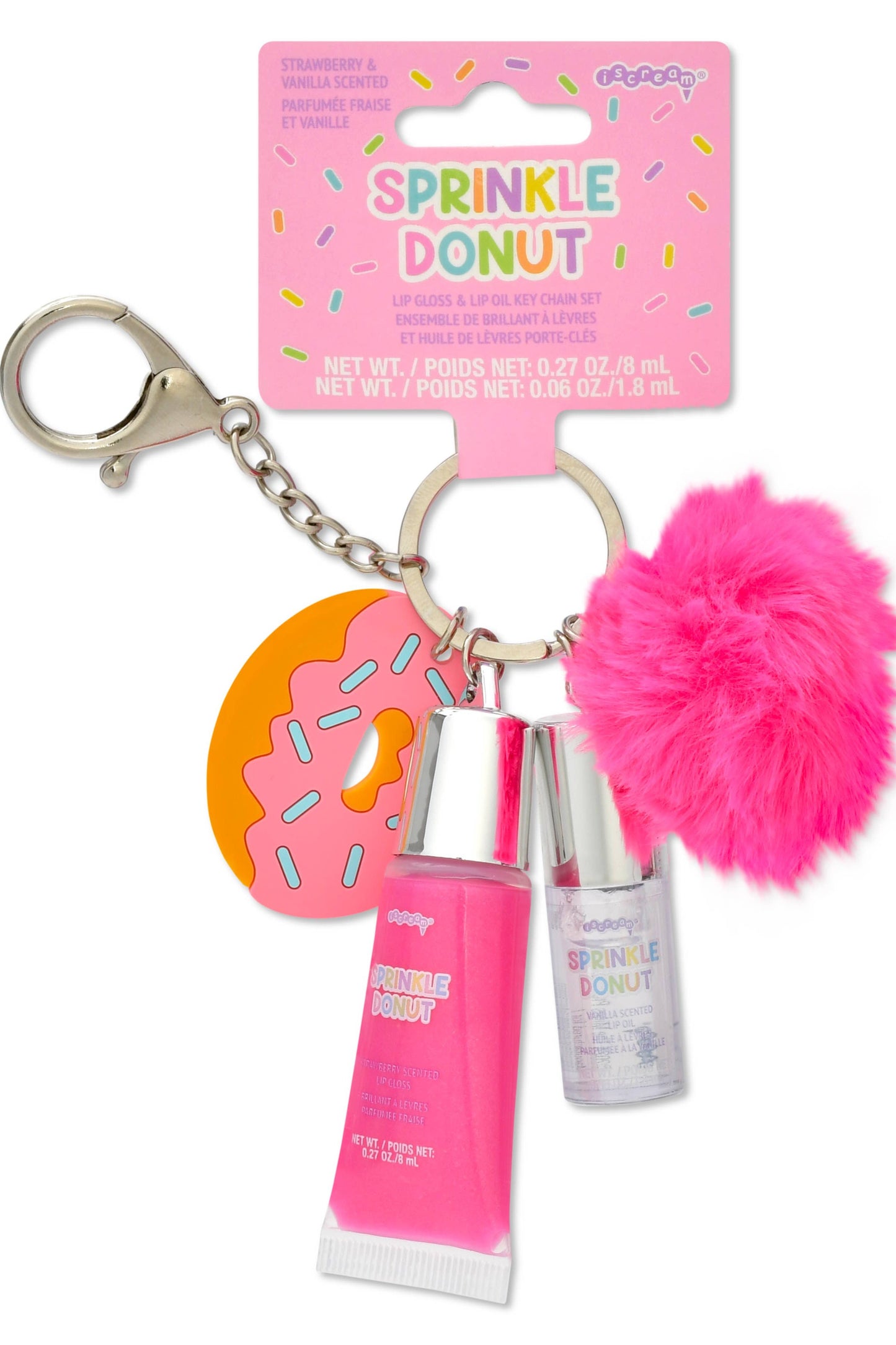 Iscream Sprinkle Donut Lip Gloss Key Chain