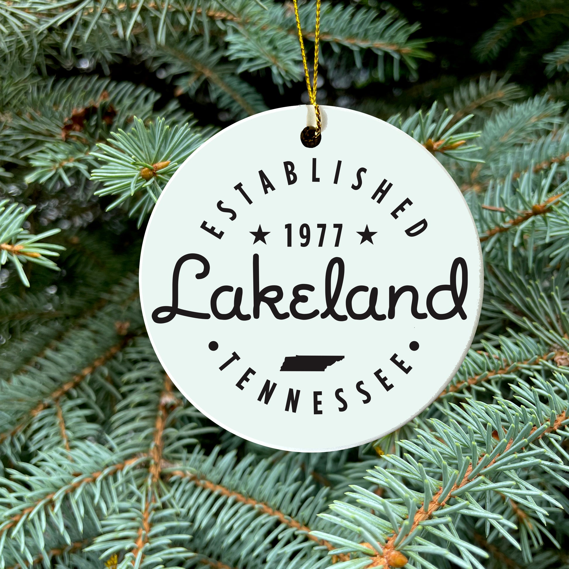 Lakeland Established Round Ceramic Ornament